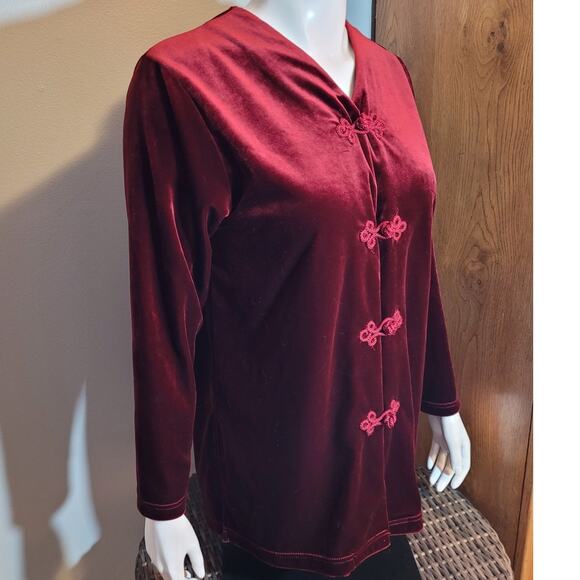 NATORIOUS Red Velvet Jacket Frog & Loop Sz Small  Kitschy Romantic Dopamine - Picture 8 of 10